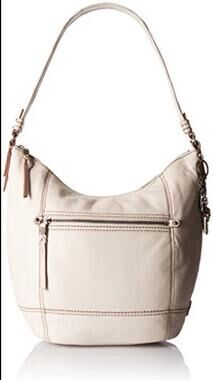 The Sak Sequoia Pebbled Leather Hobo Shoulder Bag Cream Ivory Large Zip Pocket